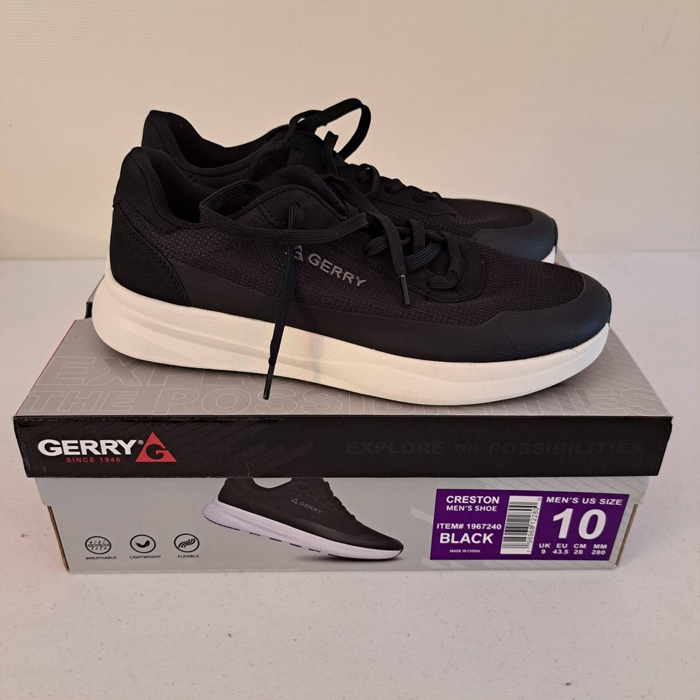 Gerry Creston Sneakers Mens 10 Black Excellent‎ Lightweight Breathable 1213-588